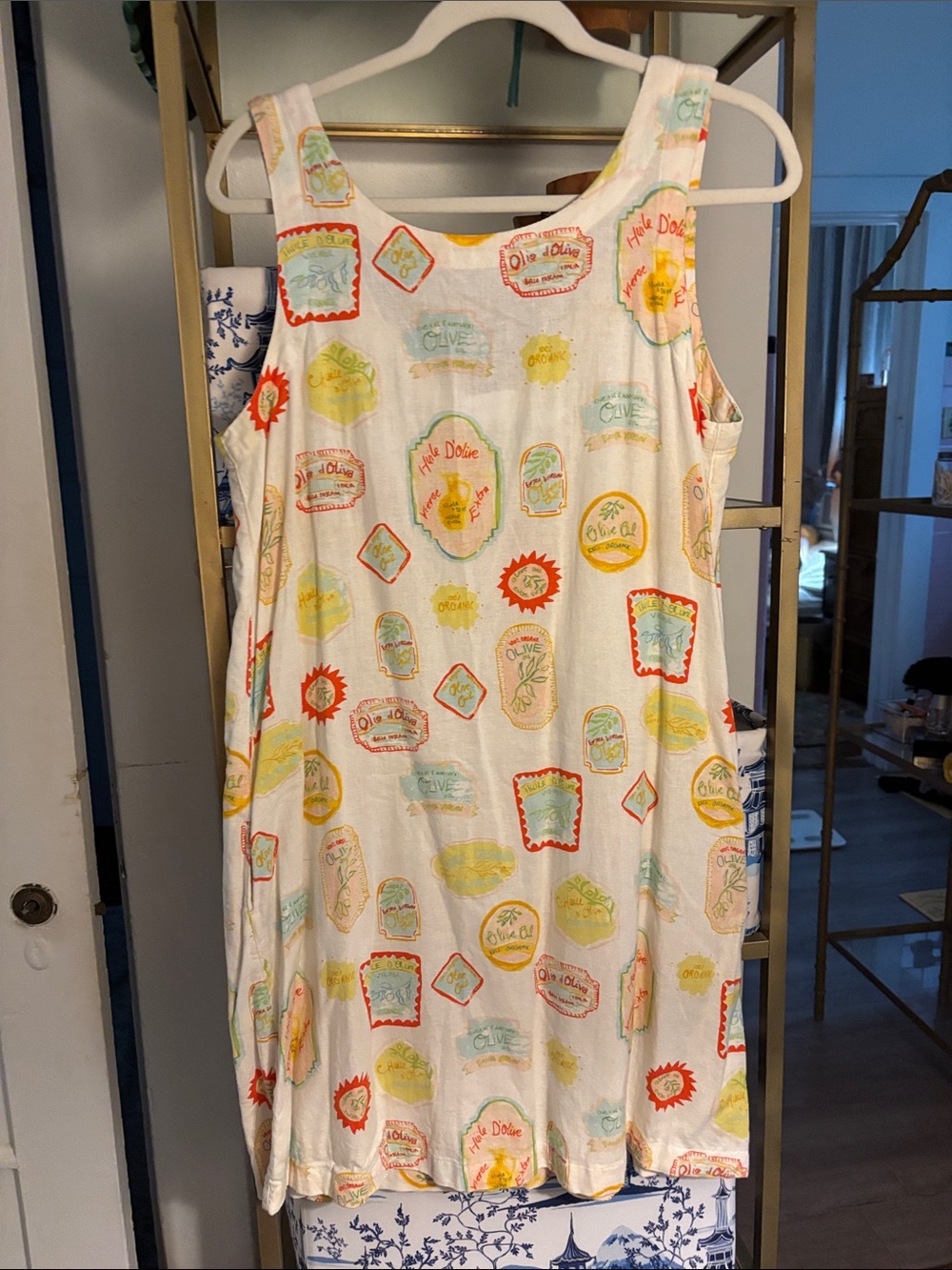 Cynthia Rowley White Sleeveless Mini Dress with Multicolor Label Prints